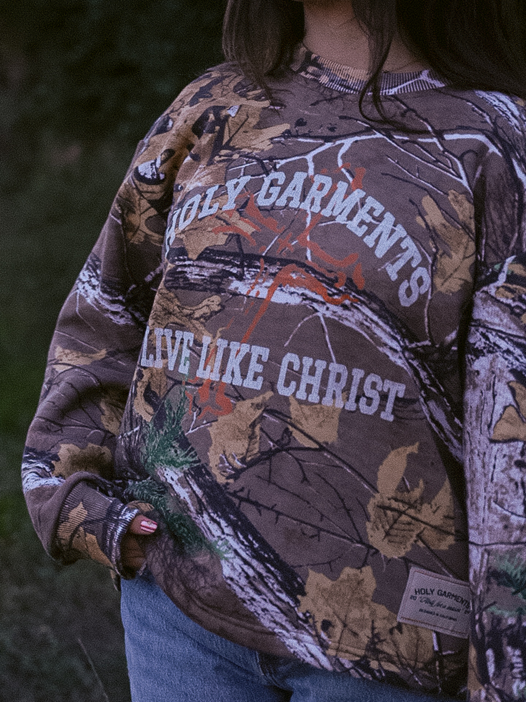 "LIVE LIKE CHRIST" CAMO CREWNECK